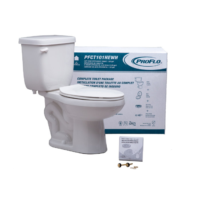 Proflo 1.28 GPF Elongated Floor Mounted TwoPiece Toilet (Seat Included